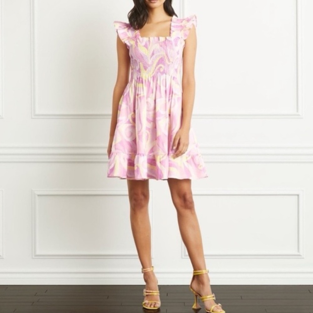 HILL HOUSE NWOT The Elizabeth Nap Dress Linen Candy Kaleidoscope